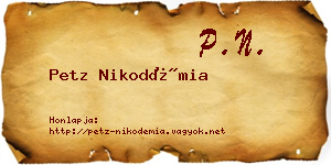 Petz Nikodémia névjegykártya